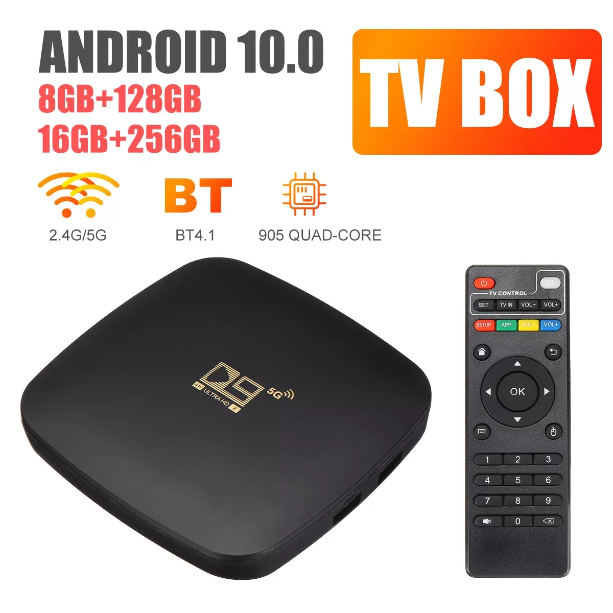 

ТВ-приставка H10 Max, Android 2,4, 4 + 64/1080 ГБ, 5 ГГц, Wi-Fi