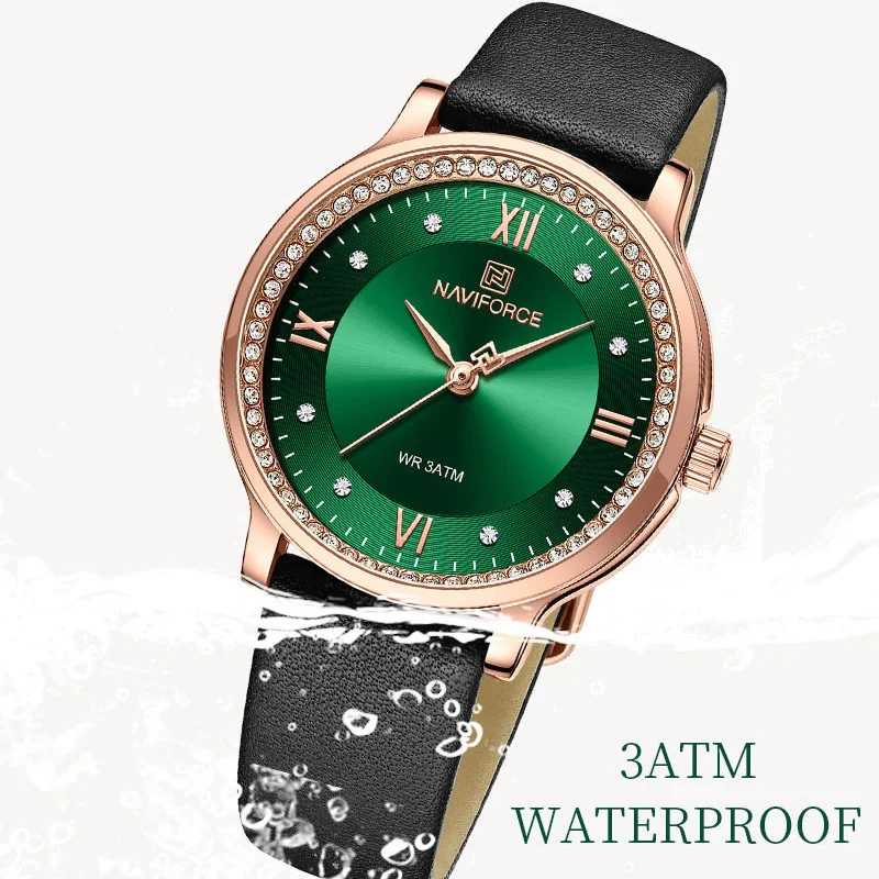 NAVIFORCE New Design Fashion Ladies Wristwatch Women High Quality Waterproof Leather Watch Dress Casual Female Clock Reloj Mujer