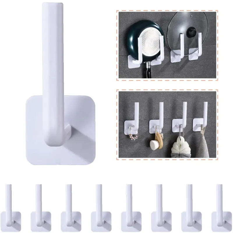 

1/2Pcs L-Shape Self-Adhesive Wall Hooks Punch-Free Hooks Wall Mounted Cloth Hanger for Hanging Coats Towels Cups Keys Hats
