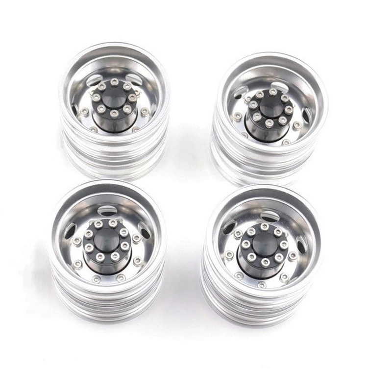 

4PCS CNC Metal Alloy Rear Wheel Hub Rim For 1/14 Tamiya RC Car Tow Drag Trailer Truck Man Scania