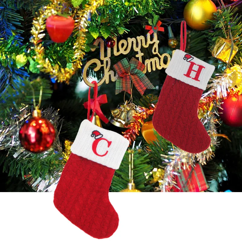 

Рождественские носки, Вязаные снежинки с надписью, чулки, Рождественское украшение для дома 2023 орнамент с рождественской елкой, подарок, Рождество 2024