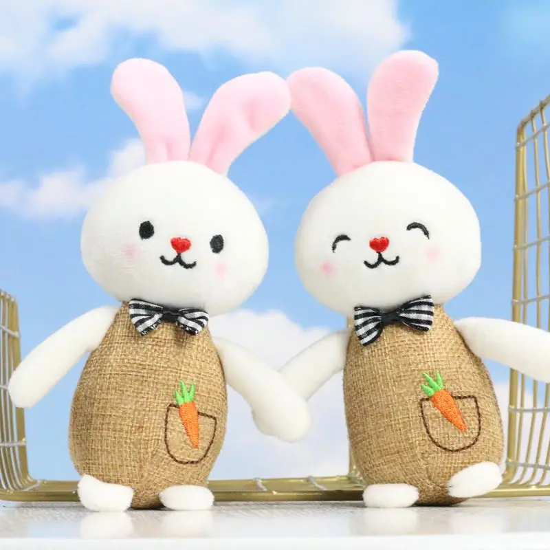 

17CM Cute Cartoon Carrot Rabbit Pendant Keychain Plush Toy Creative Small Rabbit Doll Couple Doll Kid's Schoolbag Hanging Gift