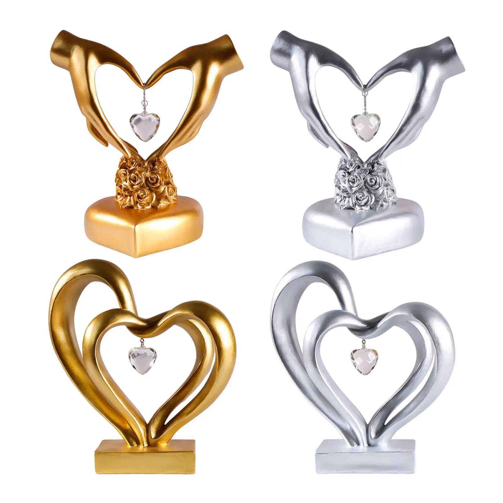 

Изысканные модные украшения для влюбленных пар в форме сердца/рука в руке, поделки из смолы в скандинавском стиле, подарок на свадьбу, День с...