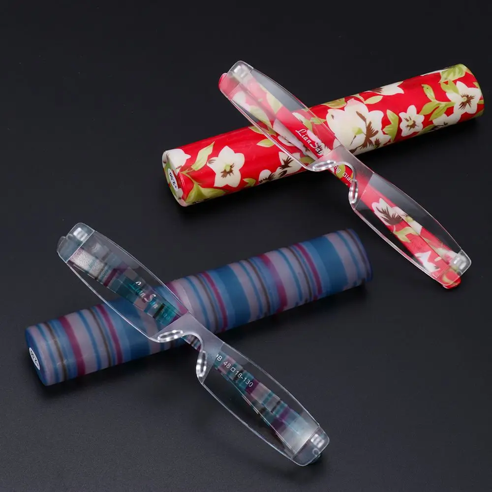 

Anti Eyestrain Spring Hinge Eyeglasses Unisex Reading Glasses Pocket Readers with Pen Tube Case Small Reading Glasses