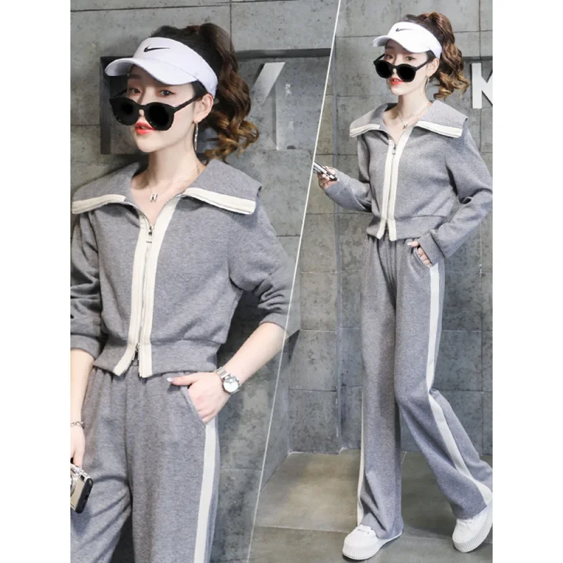 Весна-Осень 2024 новая женская модная куртка-клеш комплект из 2 предметов