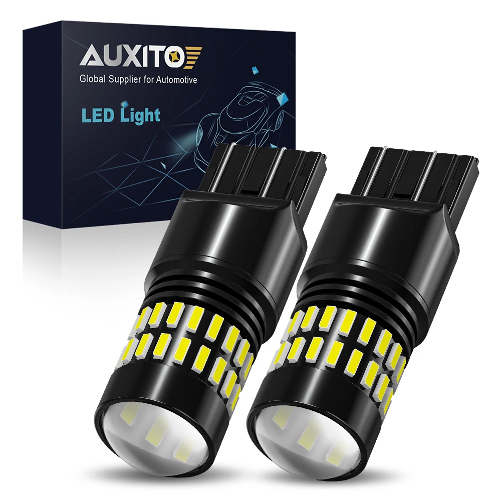 

2 шт. 48H 1156 P21W BA15S LED T20 7440 W21W 7443 W21-5W Белый Canbus 360 DRL Прожекторы заднего хода для парковки с линзой 12 В 4014SMD