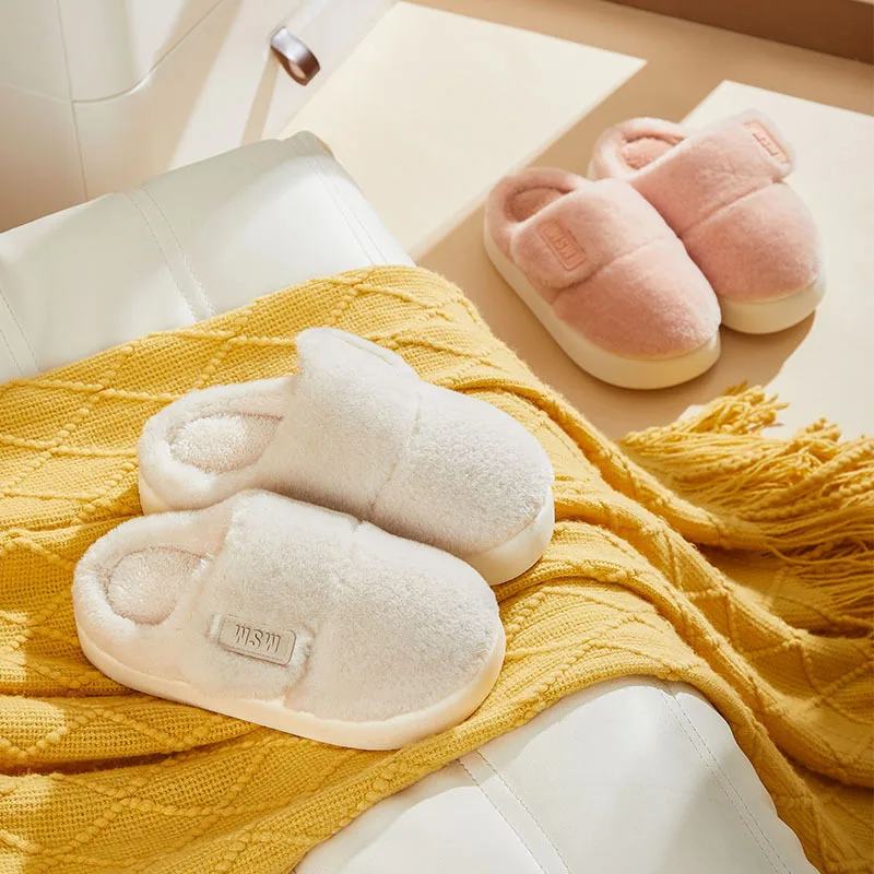 Winter New Fashion Leisure Indoor Solid Color Comfortable Soft Thick Sole Female Cotton Drag Outdoor Latex Cotton Slippers