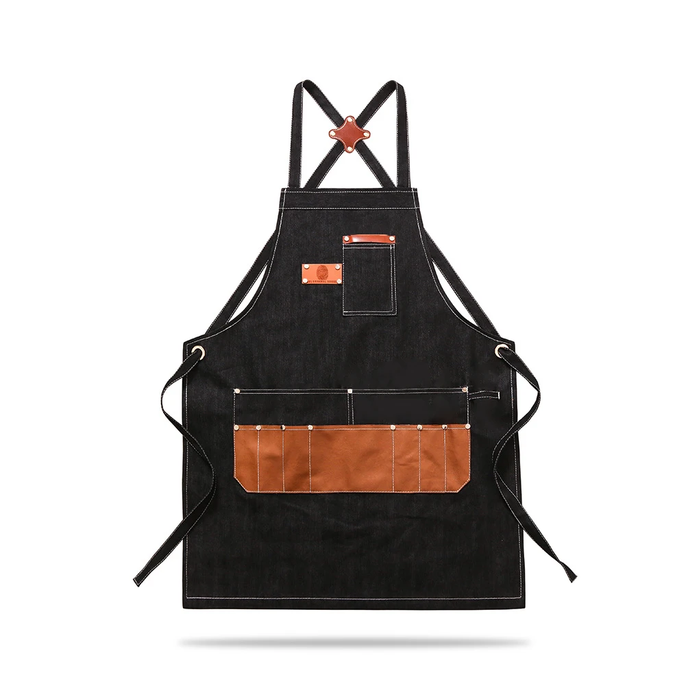 

Durable Goods Heavy Duty Unisex Canvas Work Apron with Tool Bib Pockets Barbecue Cafe Shop Bar Household Aprons Accessory