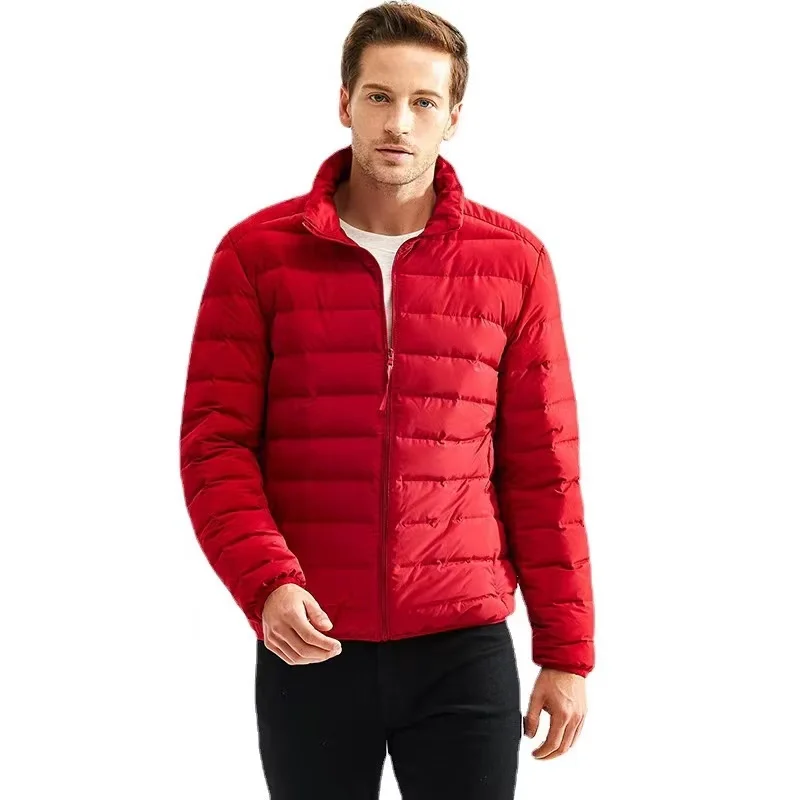 100kg Weight Plus Size Men's Lightweight 90% Down Jacket Autumn/winter Brand New Youth Casual Stand Collar White Duck Down Coat