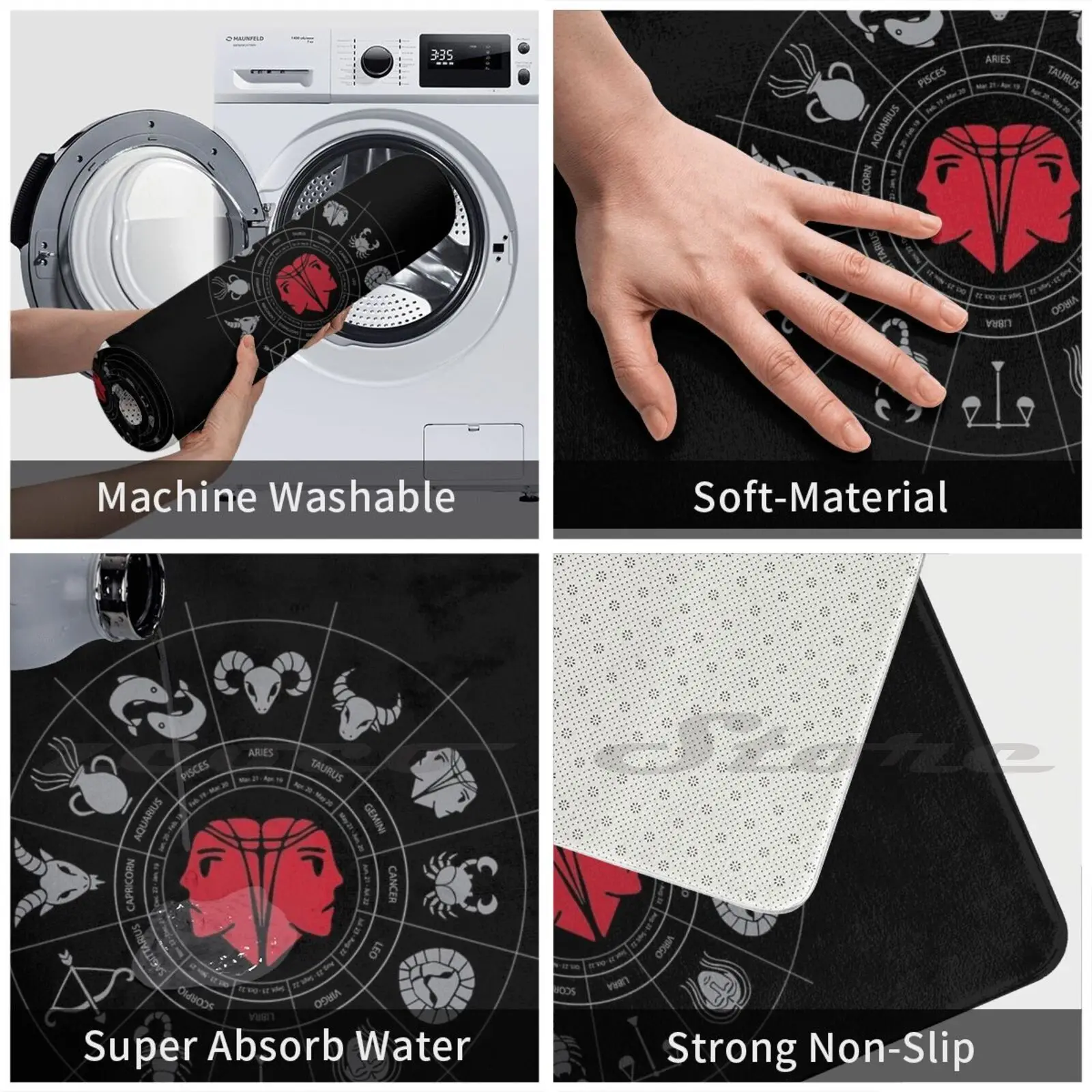 Коврик в виде знака зодиака Gemini противоскользящий мягкий коврик для поглощения