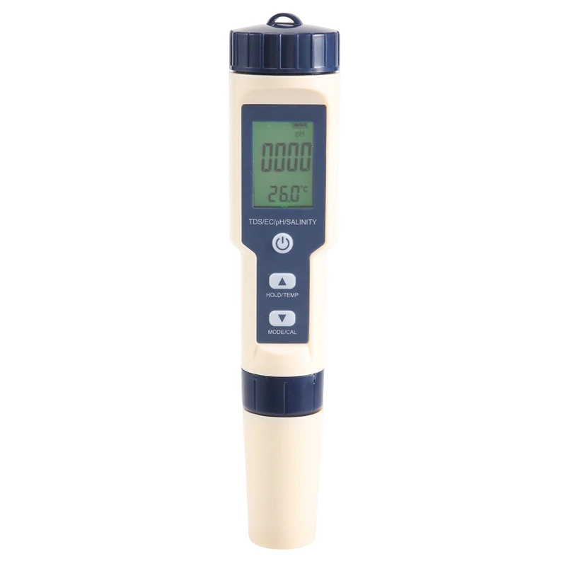 

5 In 1 TDS/EC/PH/Salinity/Temperature Meter Digital Water Quality Monitor Tester For Pools, Drinking Water, Aquariums(With Backl