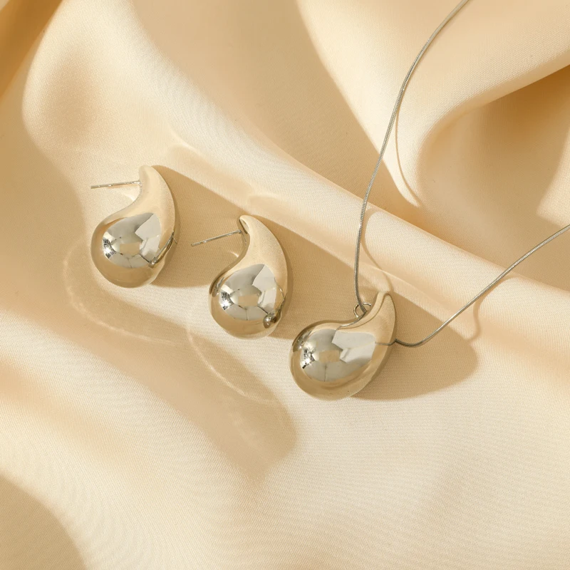 BCEFACL 316L Глянцевая подвеска в виде капли воды из нержавеющей стали ожерелье серьги