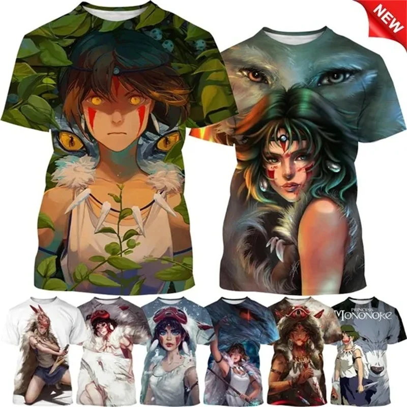 

New Classic Japanese Anime Princess Mononoke 3D Printed T-Shirt Fashion Unisex Harajuku Style Casual Short Sleeve Cosplay TShirt