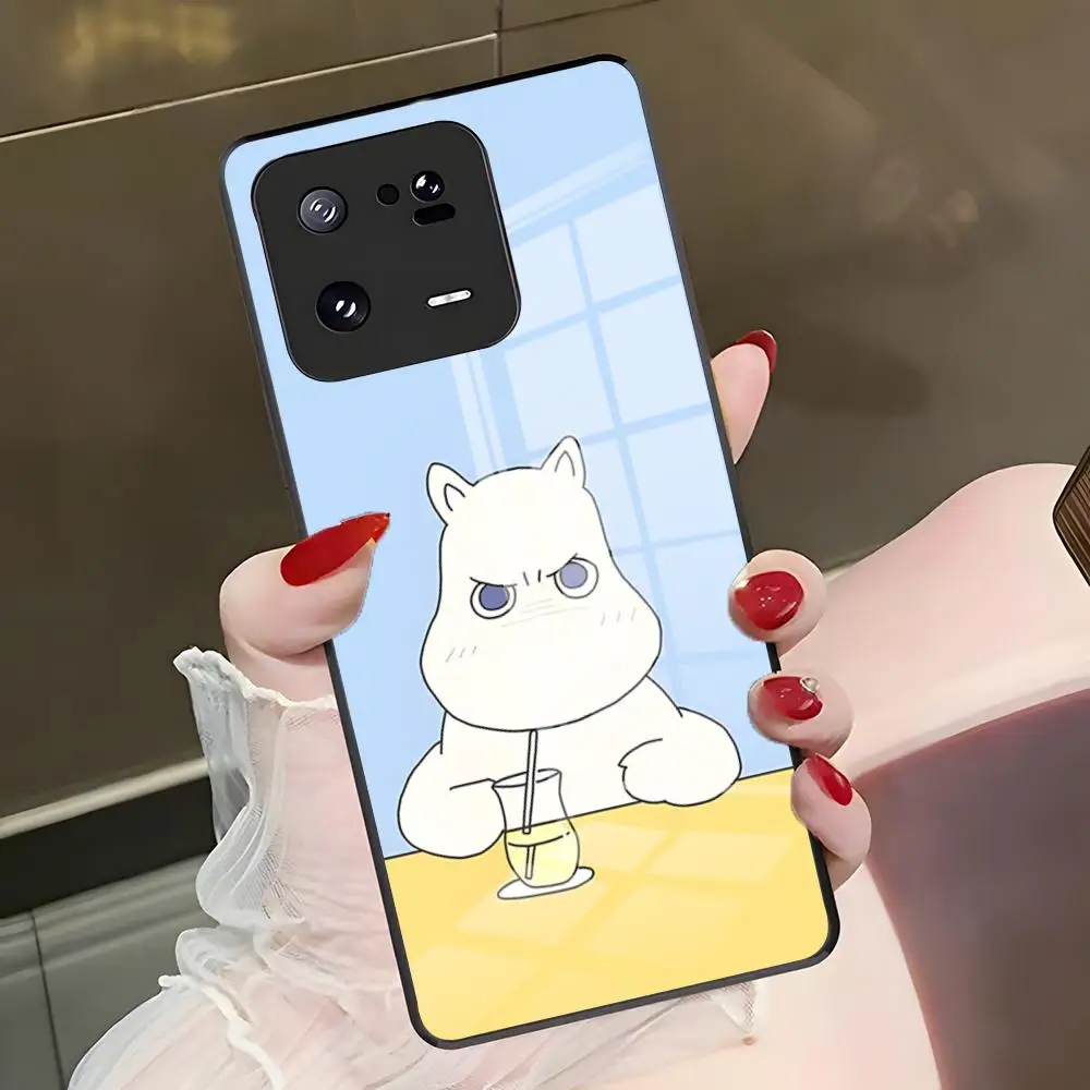 Фото Милый чехол для телефона с Муми-троллями для Xiaomi 15u 14 12 Pro 13 Lite 11t Redmi Note 15pro 14 13 12 11s, стеклянная накладка №2