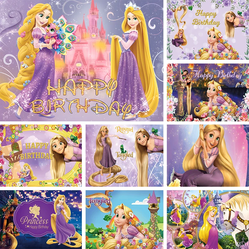 

Disney Princess Tangled Rapunzel Backdrop Birthday Party Magic Girl Baby Shower Custom Photography Background Photo Decor Banner