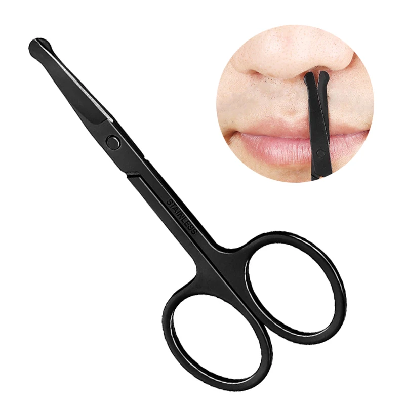

1pcs Stainless Steel Makeup Scissors Black Portable Nose Hair Eyebrow Eyelashes Trimmer Facial Trimming Tweezer Beauty Tools