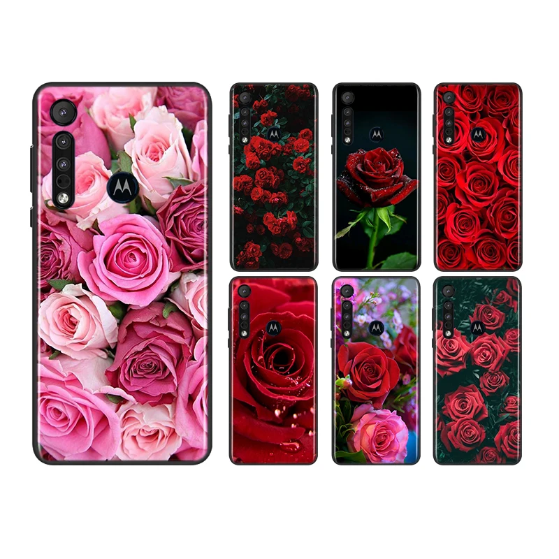 

Red Rose Flower For Motorola E6 E6i E6S E7 E7i Edge S 20 G9 G10 G40 G50 G60 G60S G Power Fusion Pro Soft Phone Case