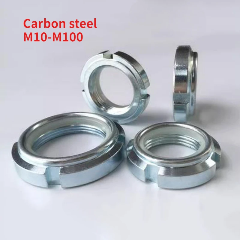 1-10 шт. GUK нейлоновая невозвратная стопорная гайка из оцинкованной углеродистой стали, самоконтрящаяся круглая гайка с прорезями и плотной канавкой M10-M100