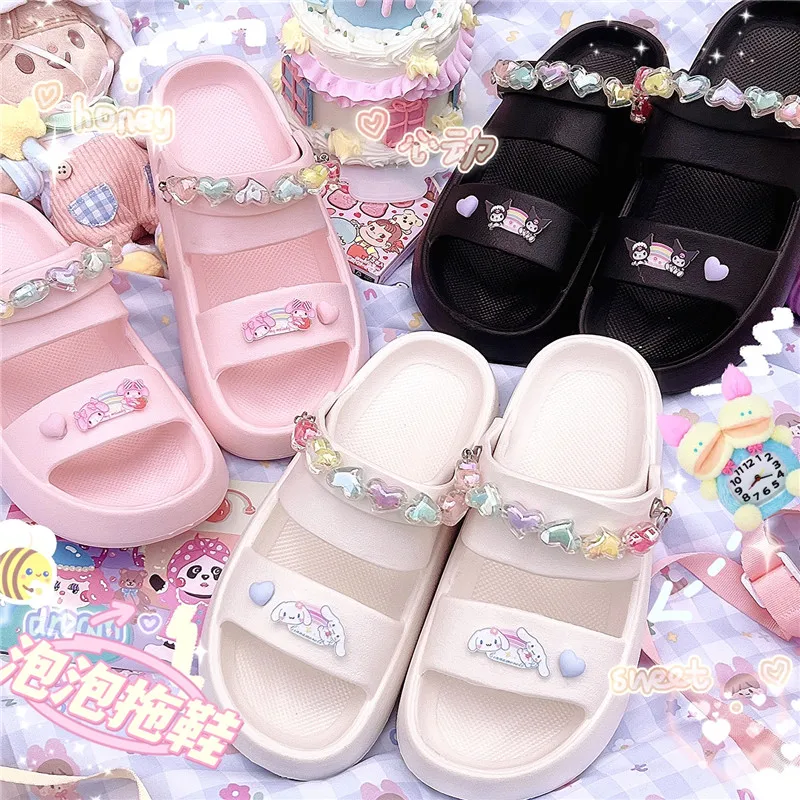 

Сандалии Sanrioed Kuromi MyMelody Cinnamorol, летние женские нескользящие сандалии с мягкой подошвой