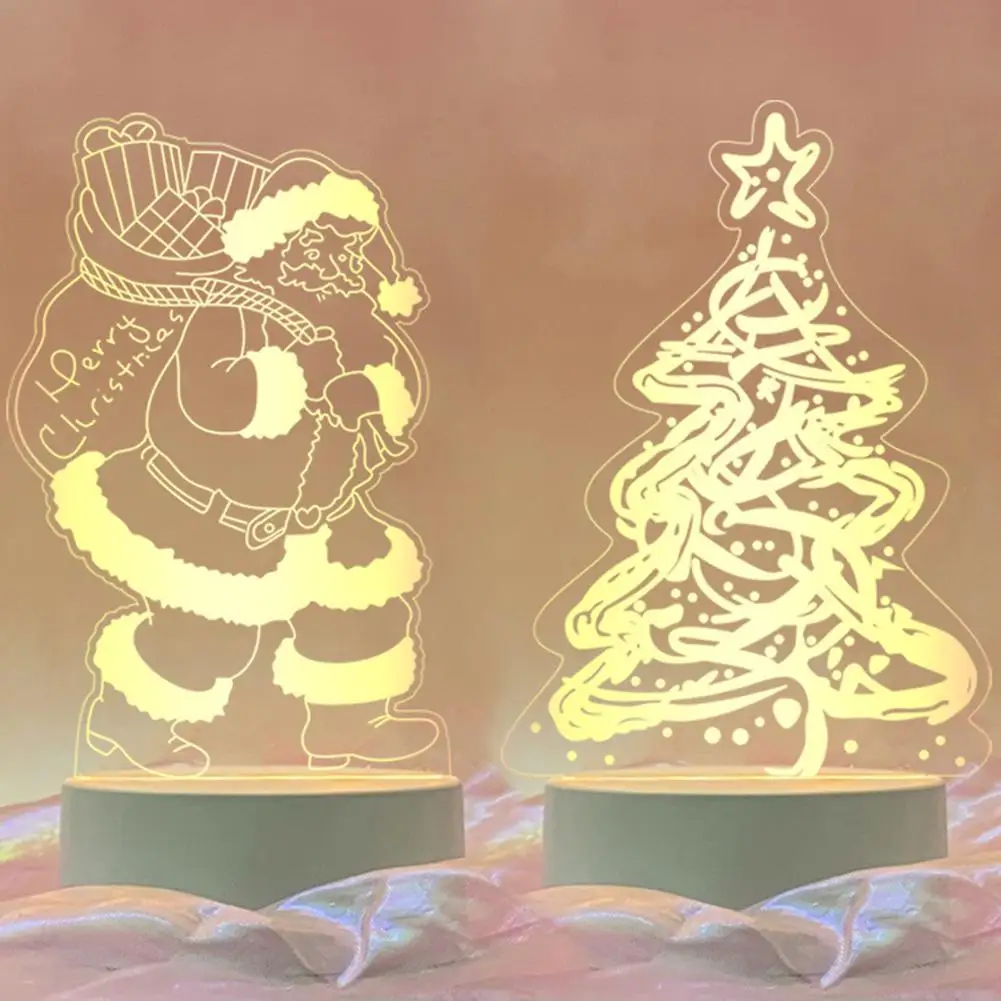 

Рождественская 3D акриловая неоновая вывеска, светодиодная лампа, детские Ночники для настольной лампы, декор для дня рождения, День Святого...