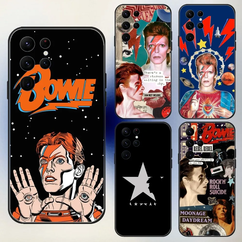 Чехол для телефона D-DavidS B-BowieS Samsung S24 23 22 30 21 10 9 Ultra Plus Lite FE 5G черный мягкий чехол
