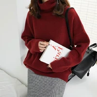 2021 new fashion chic base warmth tops fall winter women high neck loose wool sweater thick pullover knitted cashmere sweaters