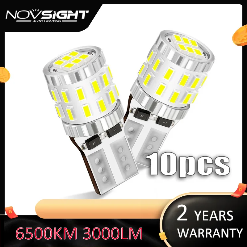 

10 шт., высококачесветильник светодиодные лампы NOVSIGHT T10 W5W, суперъяркие 3014 Светодиодные лампы для салона автомобиля, лампы для чтения, 30 свето...