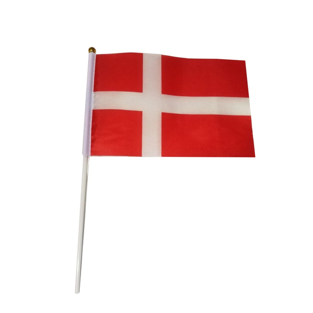 10Pcs/Set Denmark Handflag Banner Hand Held Plastic Pole The Danish National Mini Flag Celebration Ceremony Accessories - купить по