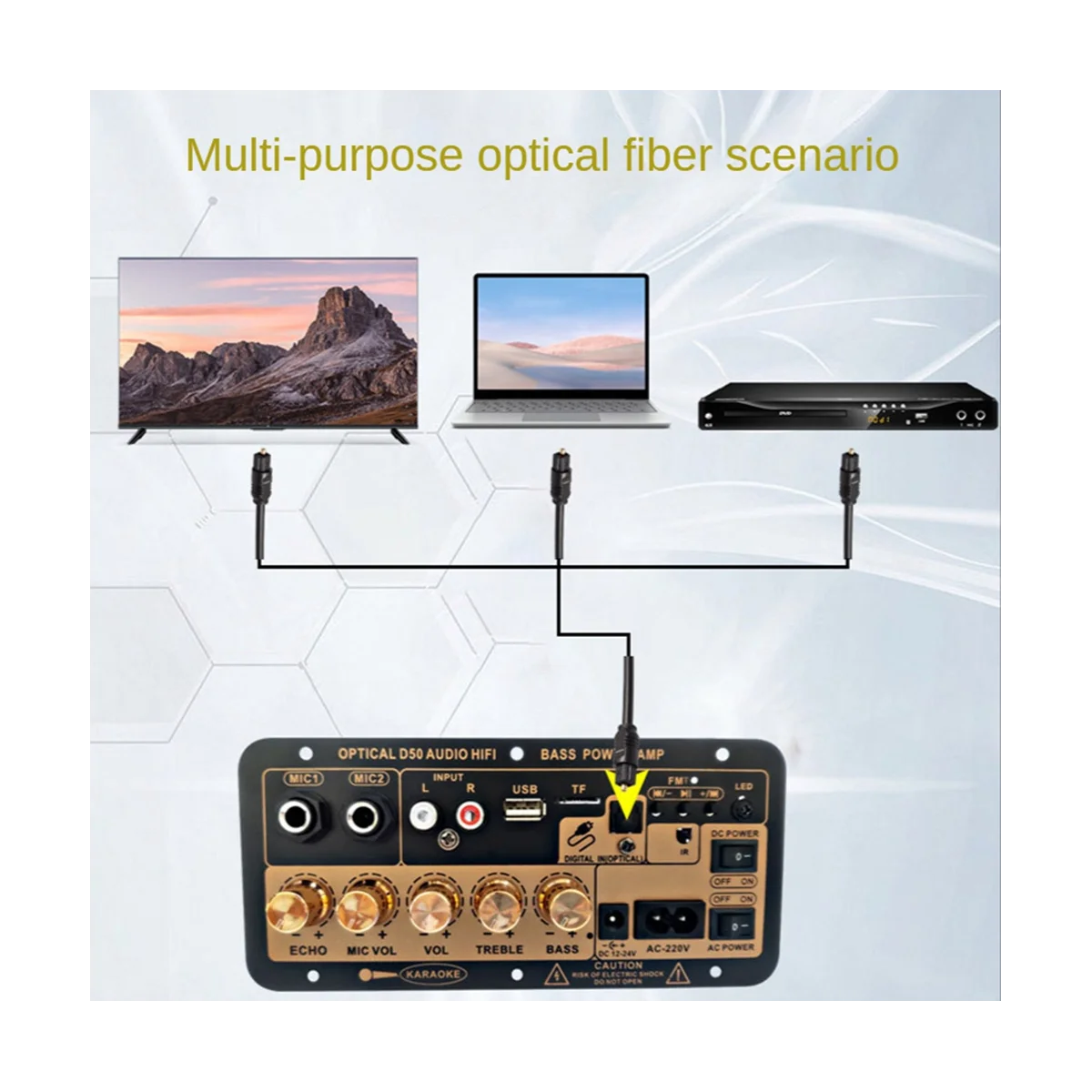 Цифровой стерео-усилитель с Bluetooth панель сабвуфером двойной микрофон для караоке