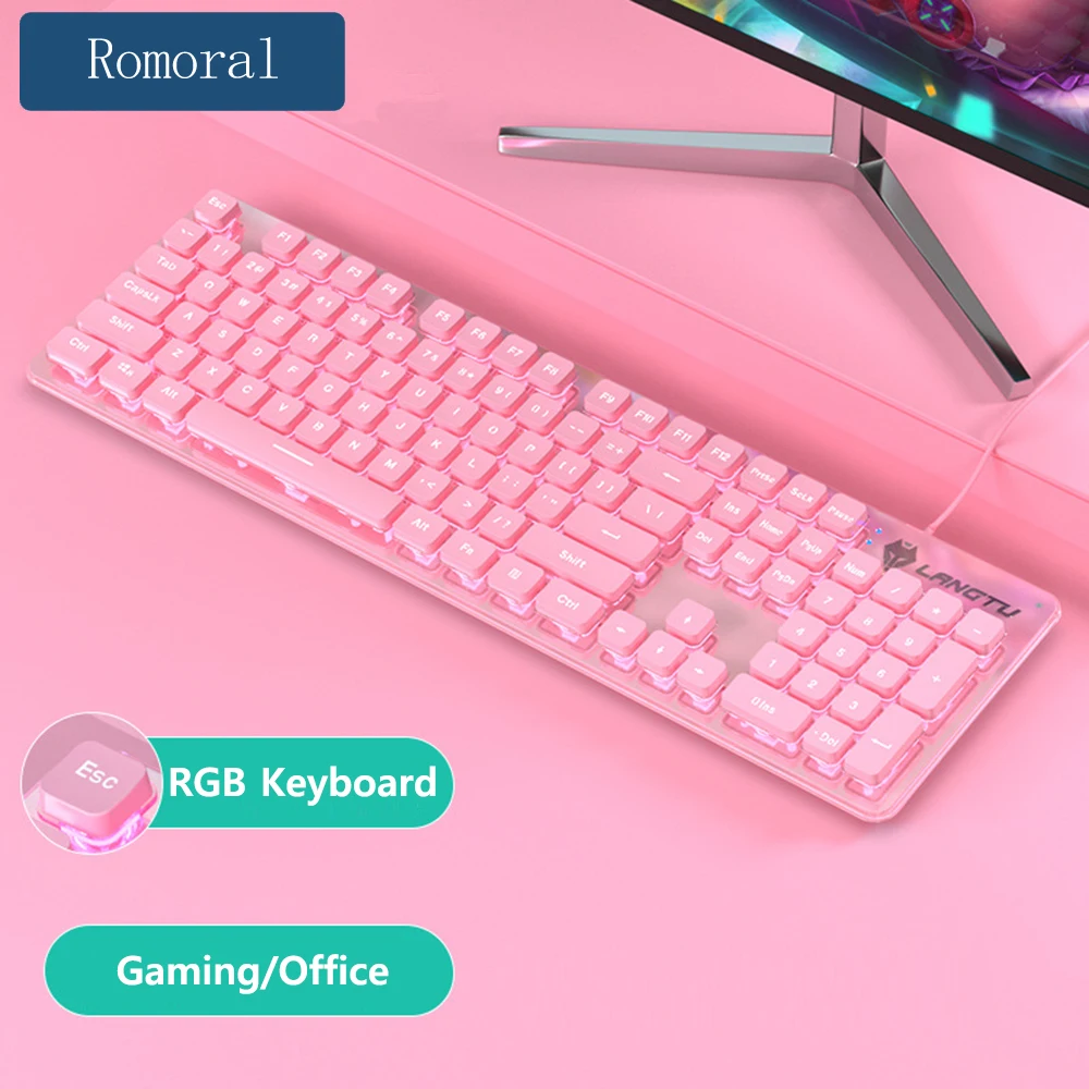 

Backlight Keyboard 104 Key Wired USB Gaming Membrane Keyboards Quiet Waterproof Office for Computer PC Laptop