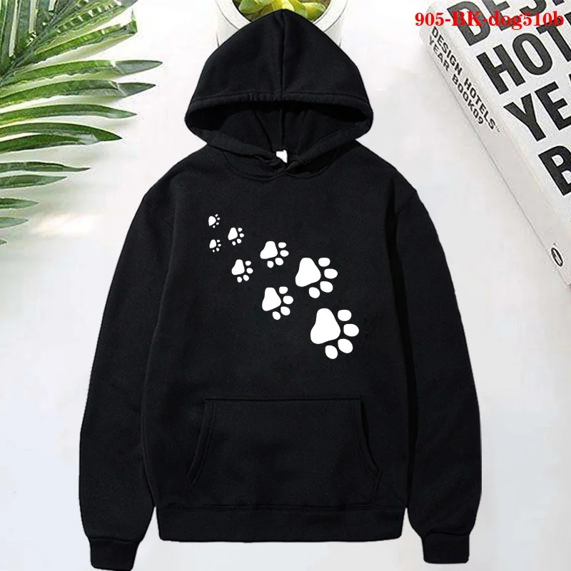 

Осенние толстовки с длинным рукавом в виде собачьей лапы, милая Повседневная Толстовка с капюшоном, Женская и Мужская свободная одежда, пул...
