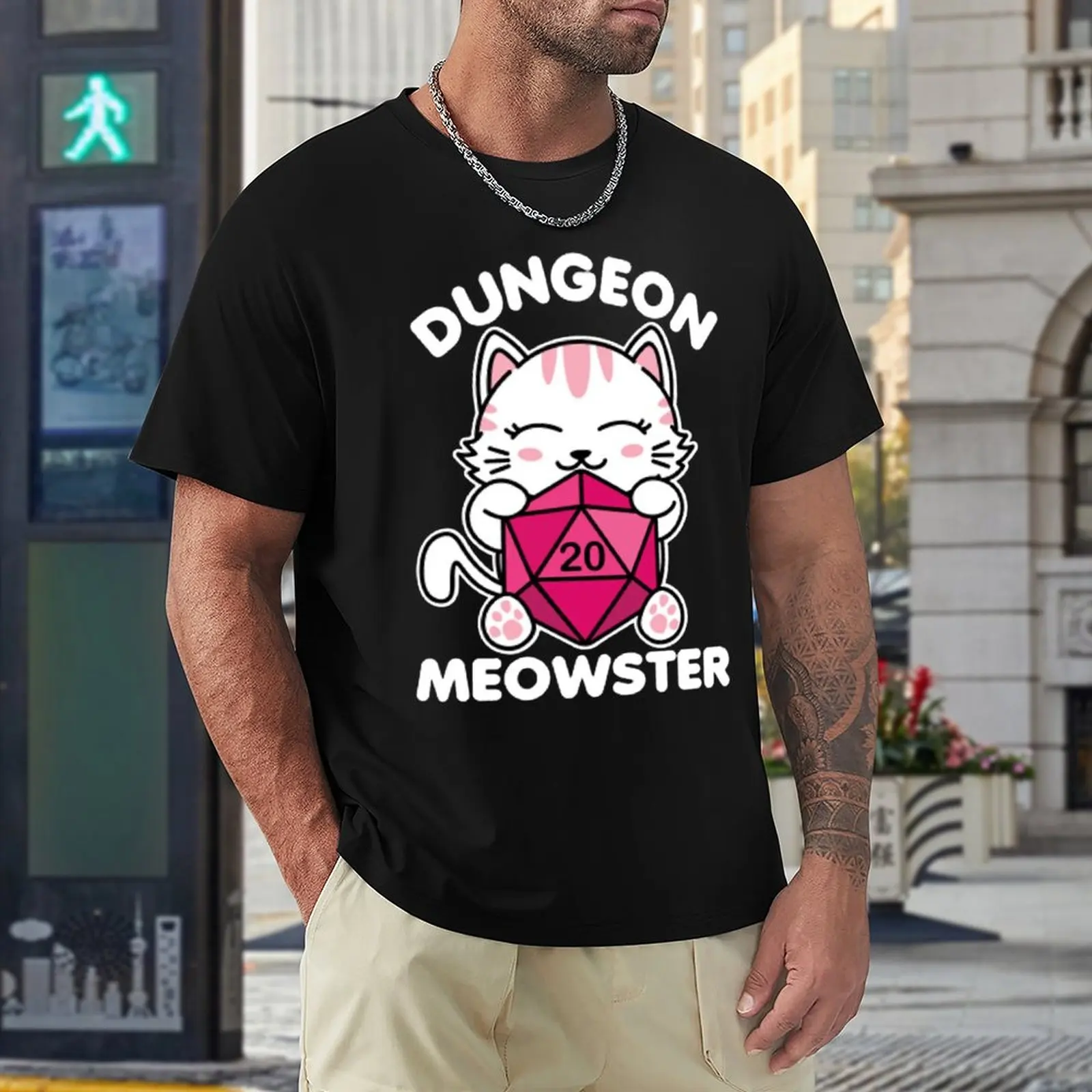 

Top Tee Dungeon And Meowster (3) Graphic Fitness USA Size High Grade