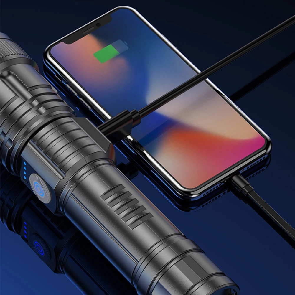 500LM Компактный фонарик для кемпинга с дисплеем мощности светодиодный фонарь тип C