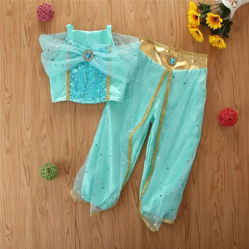 

Милые летние штаны с коротким рукавом для девочек, комплект из двух предметов для детей с мультяшным аниме на бретельках, подарок