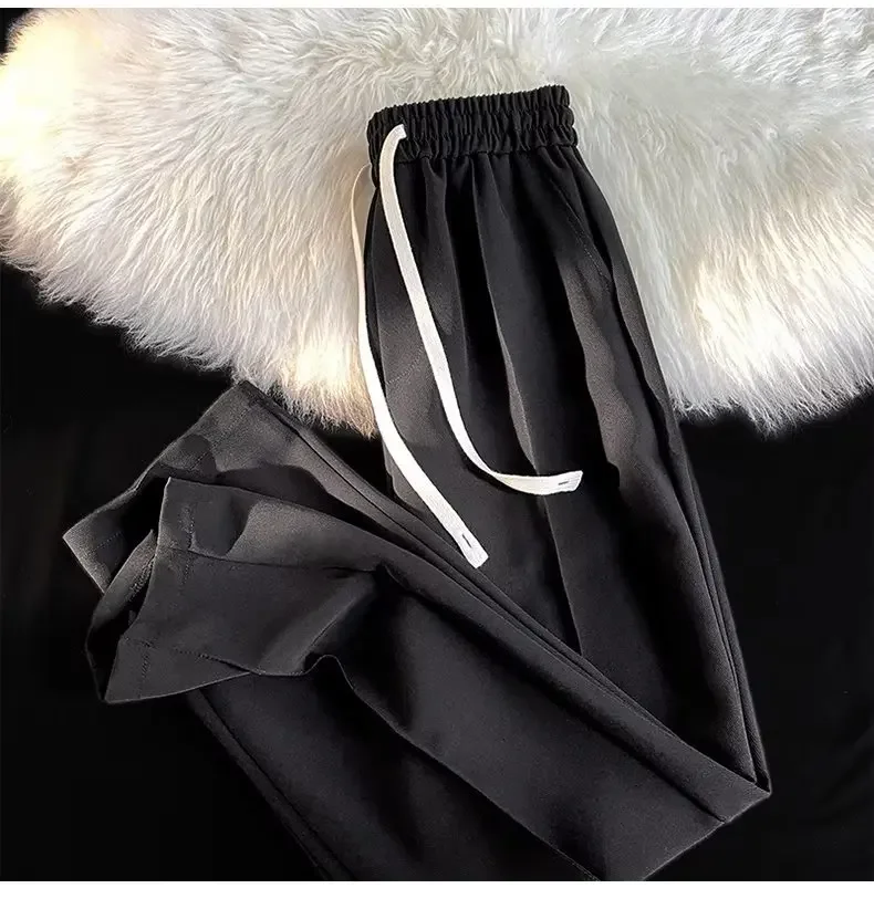 Мужские повседневные Прямые брюки с широкими штанинами драпированные