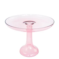 oem hand blown modern decorative pyrex clear colored glass display stand color glass cake plates