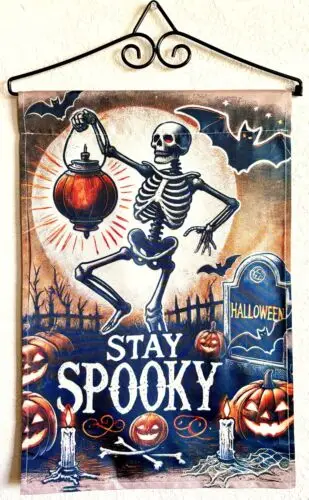 12x18 Stay Spooky Хэллоуин двор флаг декор скелет кладовище Джек О фонарики