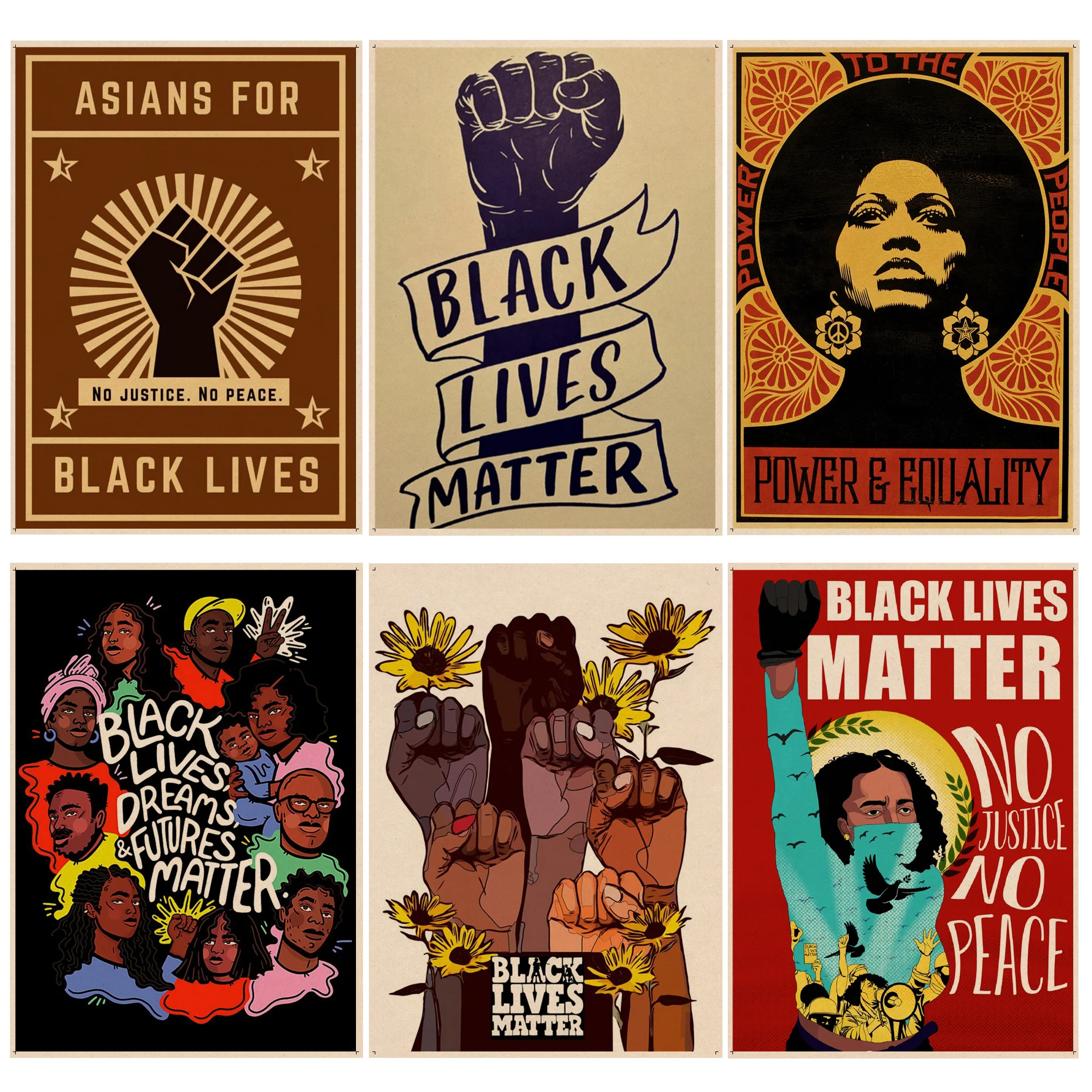 

Black Lives Matter Anime Posters Kraft Paper Sticker Home Bar Cafe Home Decor