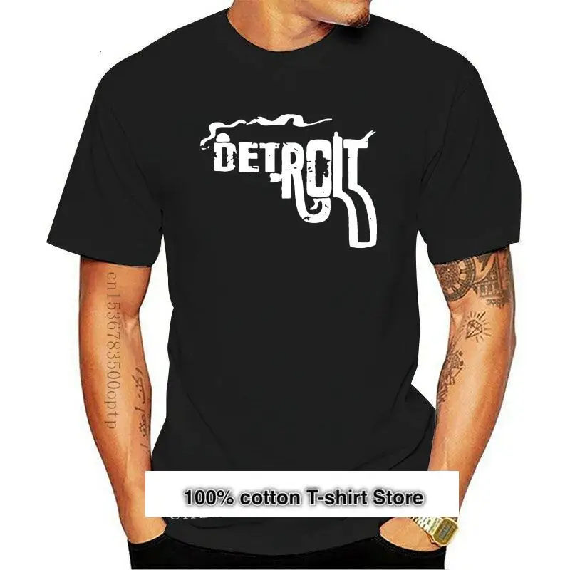 

Camiseta con estampado de la pistola de DETROIT, camiseta de los Leones