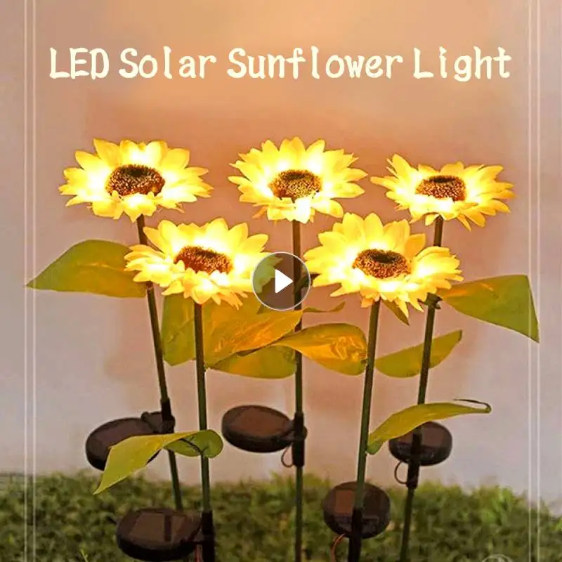 

Solar Sunflower Lights LED Waterproof Landscape Lights Smart Light Control Outdoor Lights For Yard Pathway Lawn Garden Decor