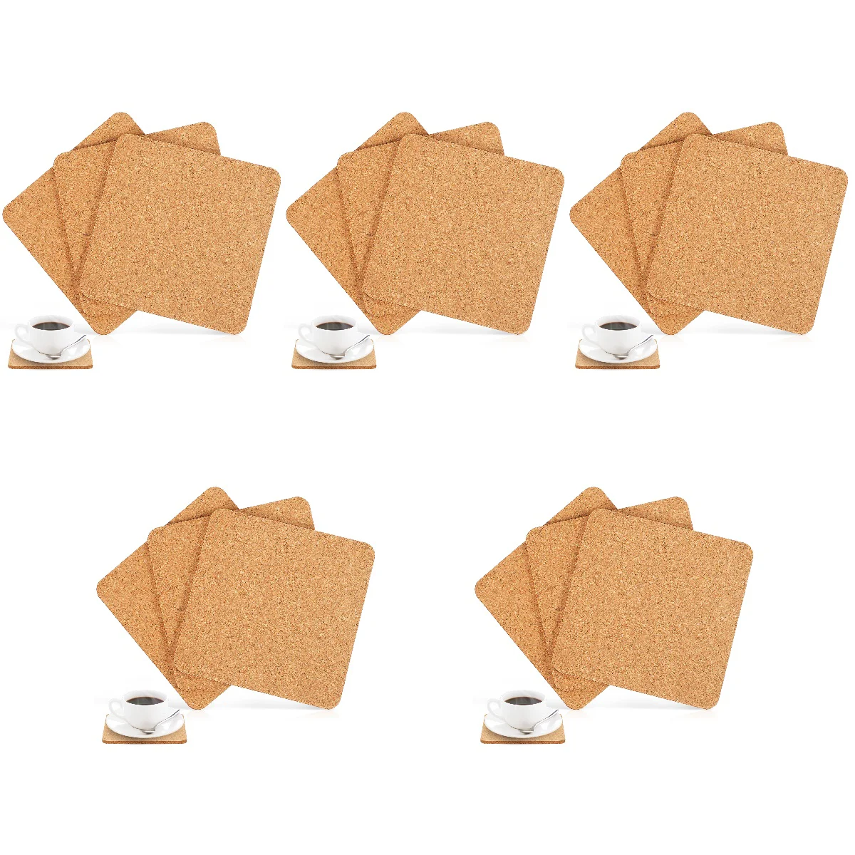 

15 Pcs Square Practical Office Coffee Shop Coasters Cork Coasters for Drinks