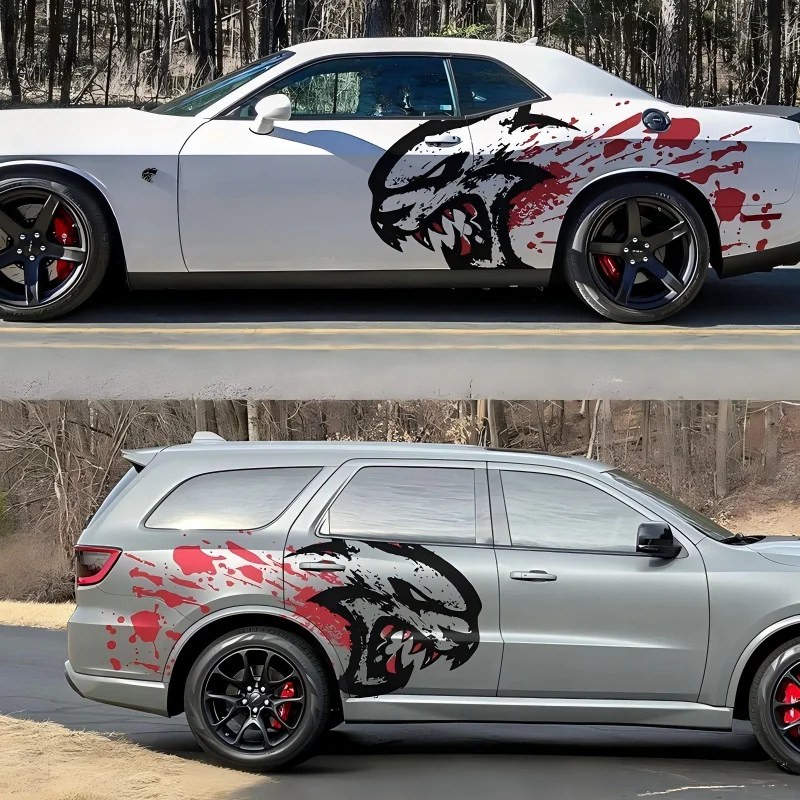 Фото 2 шт. виниловых наклеек для автомобиля Dodge Challenger, для кастомизации кузова, спортивные и модные наклейки №3