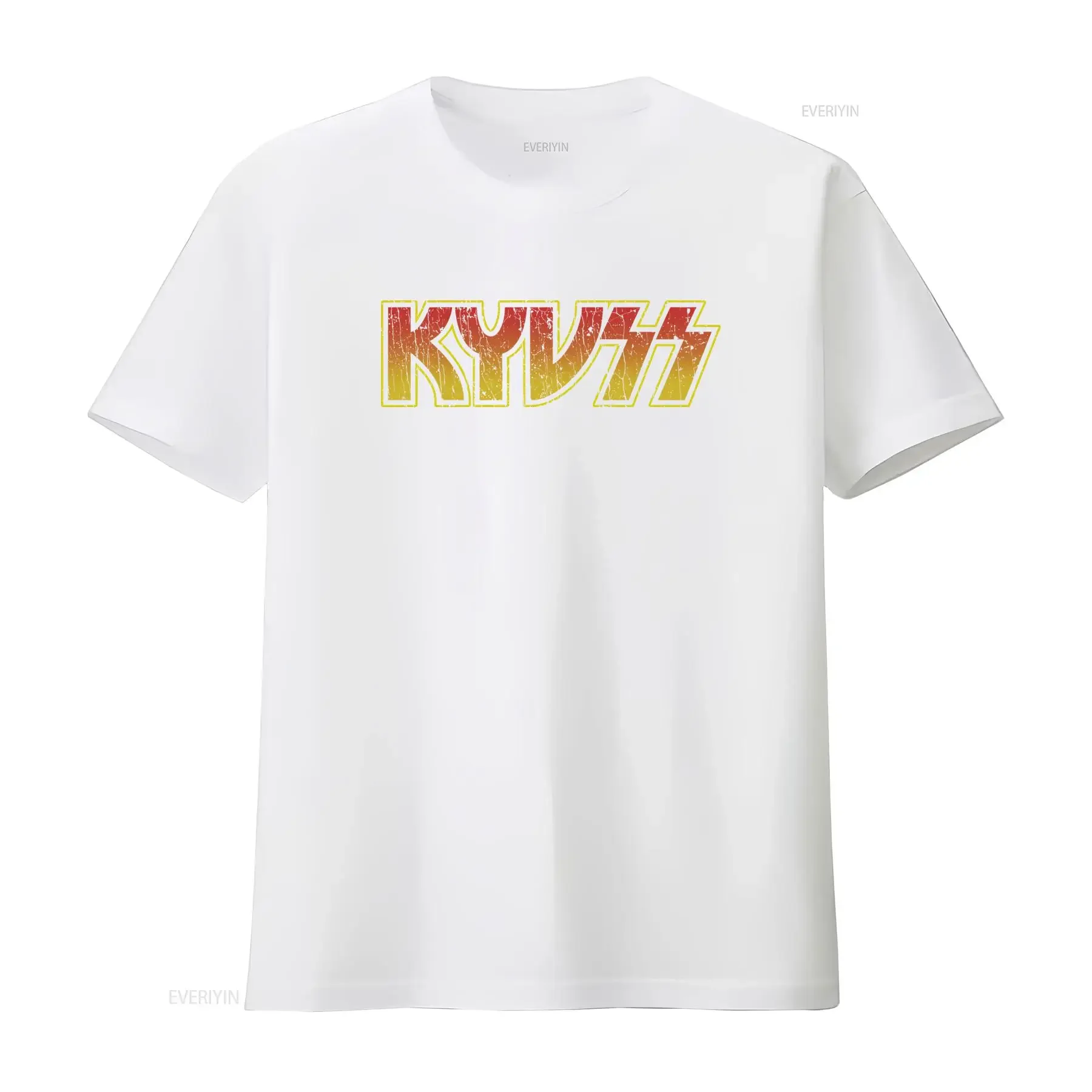 Фото Винтажная футболка с принтом рок-группы Kyuss 1987 года, в ретро-стиле, ностальгическая, с эффектом потертости, удобная, модная, эластичная, повседневная. №3