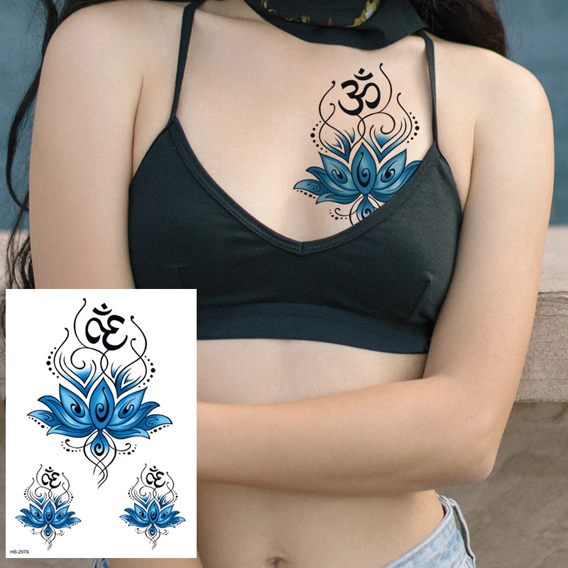 

Waterproof Temporary Black Sketchs Flowers Tattoo Stickers Flash Fake Body Tattoos for Women