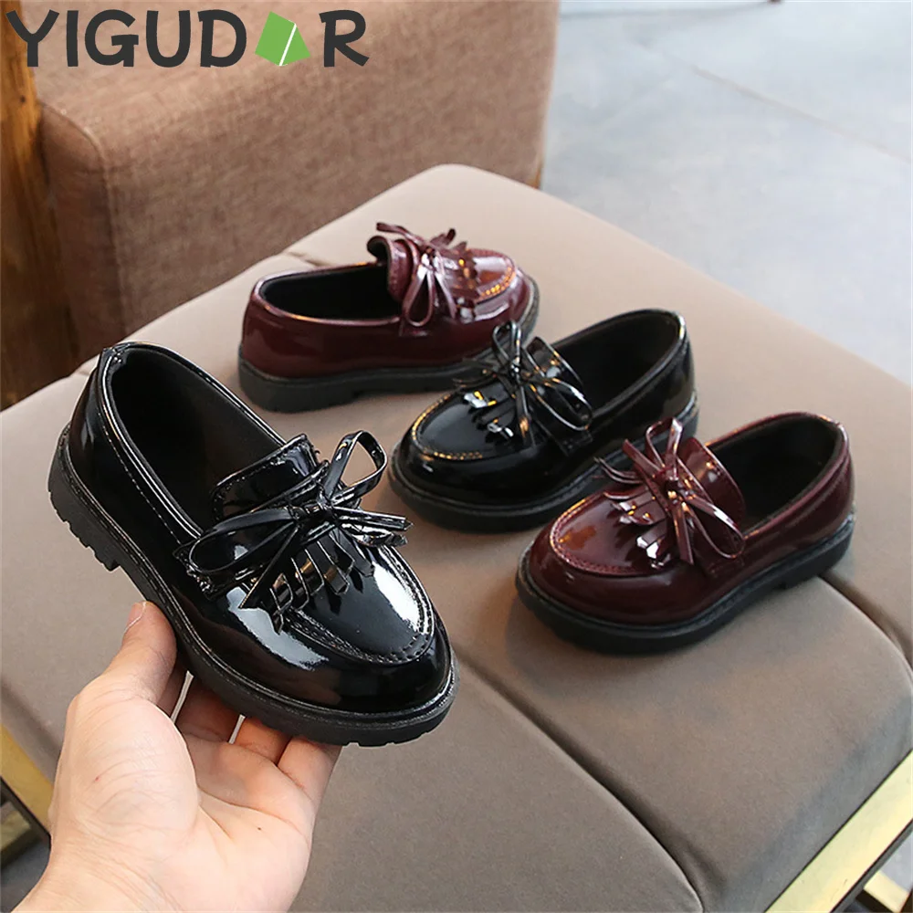 

Fashion Girls Oxford Shoes Children Dress Leather Shoes For School Party Formal Wedding Rubber Kids Flats Black girls shoes