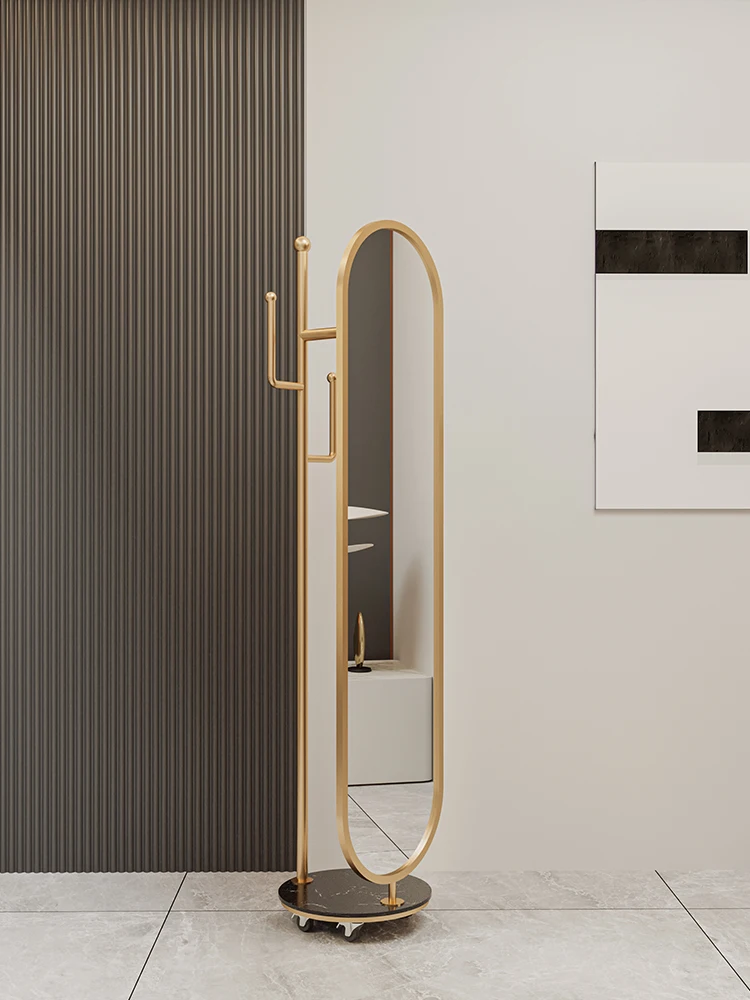 

Light Luxury Full-Length Mirror Dressing Mirror Coat Rack Rotating Hanger Integrated Full-Length Mirror
