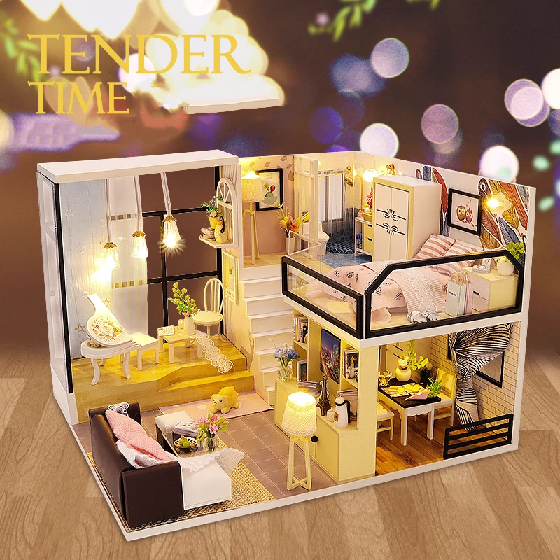 

DIY Miniature Kit Wooden Dollhouse Princess Room Casa Doll House with Furniture Lights Building Set Villa Adults Birthday Gifts