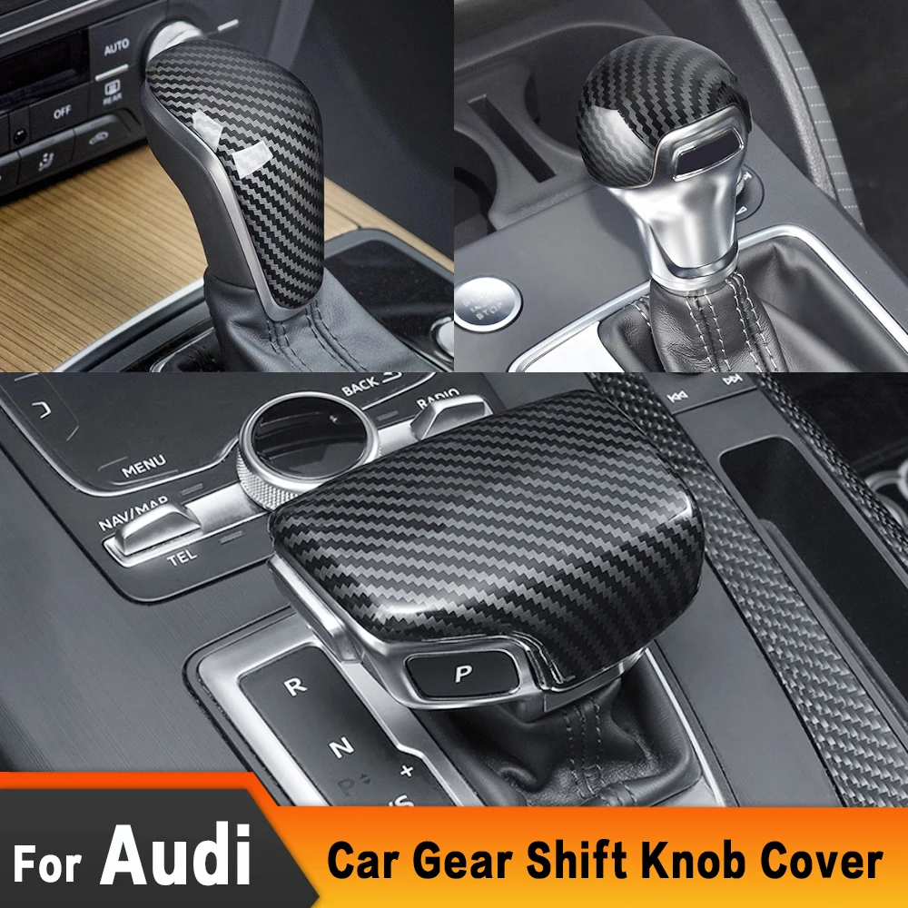 1pcs For Audi A4 A5 B9 S4 S5 A6 A7 S6 S7 A3 S3 Q3 A8 RS Q8 RS6 RS7 Car Gear Shift Knob Covers Stickers Carbon Fiber Accessories