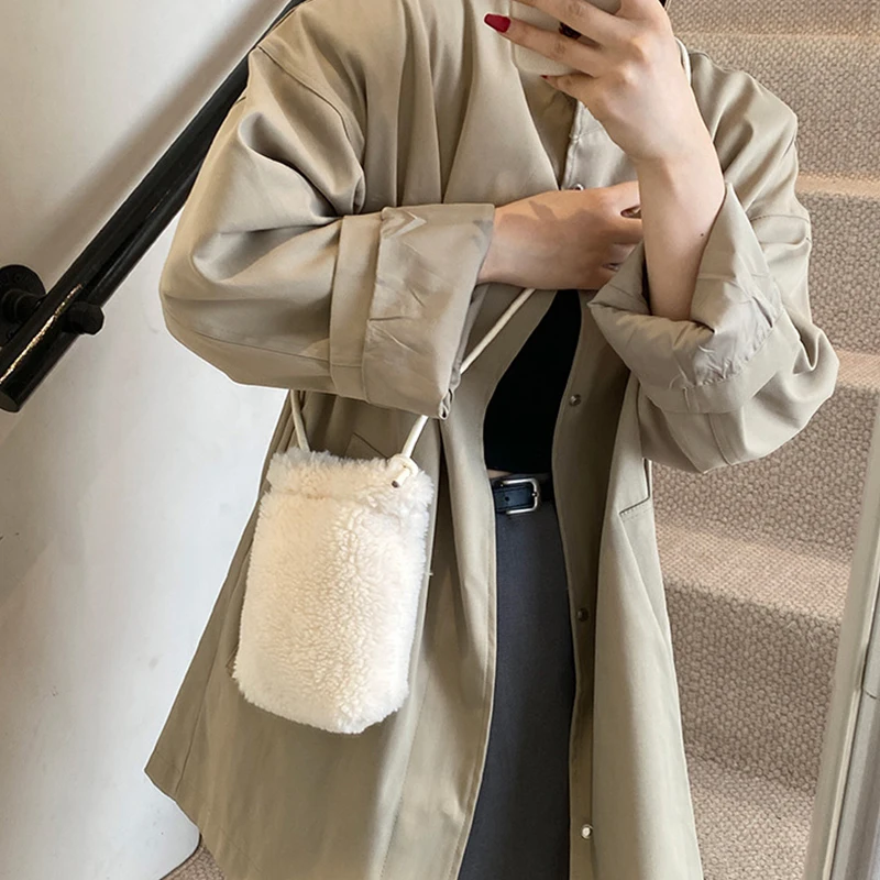 Модная осенне-зимняя новая стильная плюшевая сумка универсальная через плечо