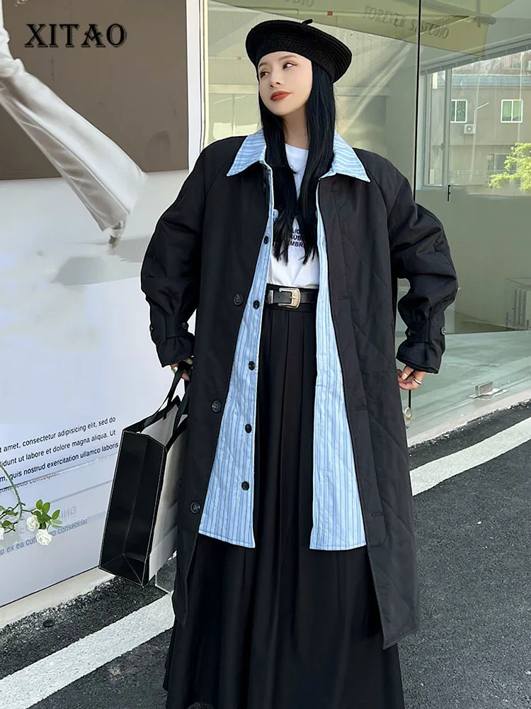 

XITAO, винтажные Лоскутные парки, модные, хитовые цвета, маленькие, свежие, с одним нагрудным карманом, однотонные, элегантные парки FBB1165